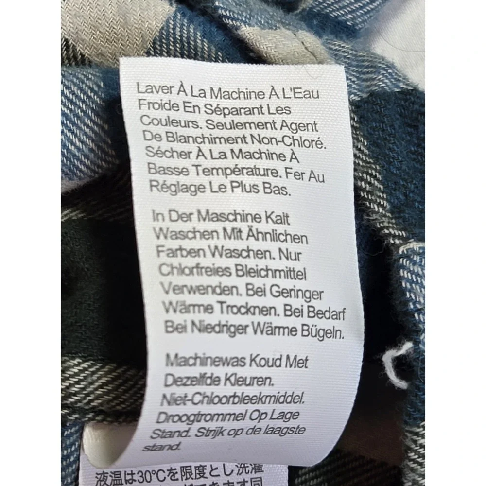 J. Crew Flannel Shirt‎ Men's Large Slim Fit Blue/White Button Down Plaid